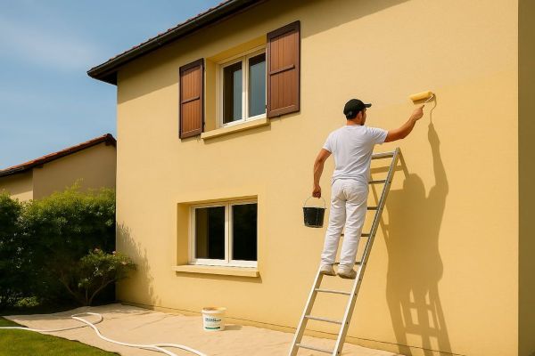 Pintores de fachadas en Pamplona y toda Navarra · fachada tono amarillo ocre